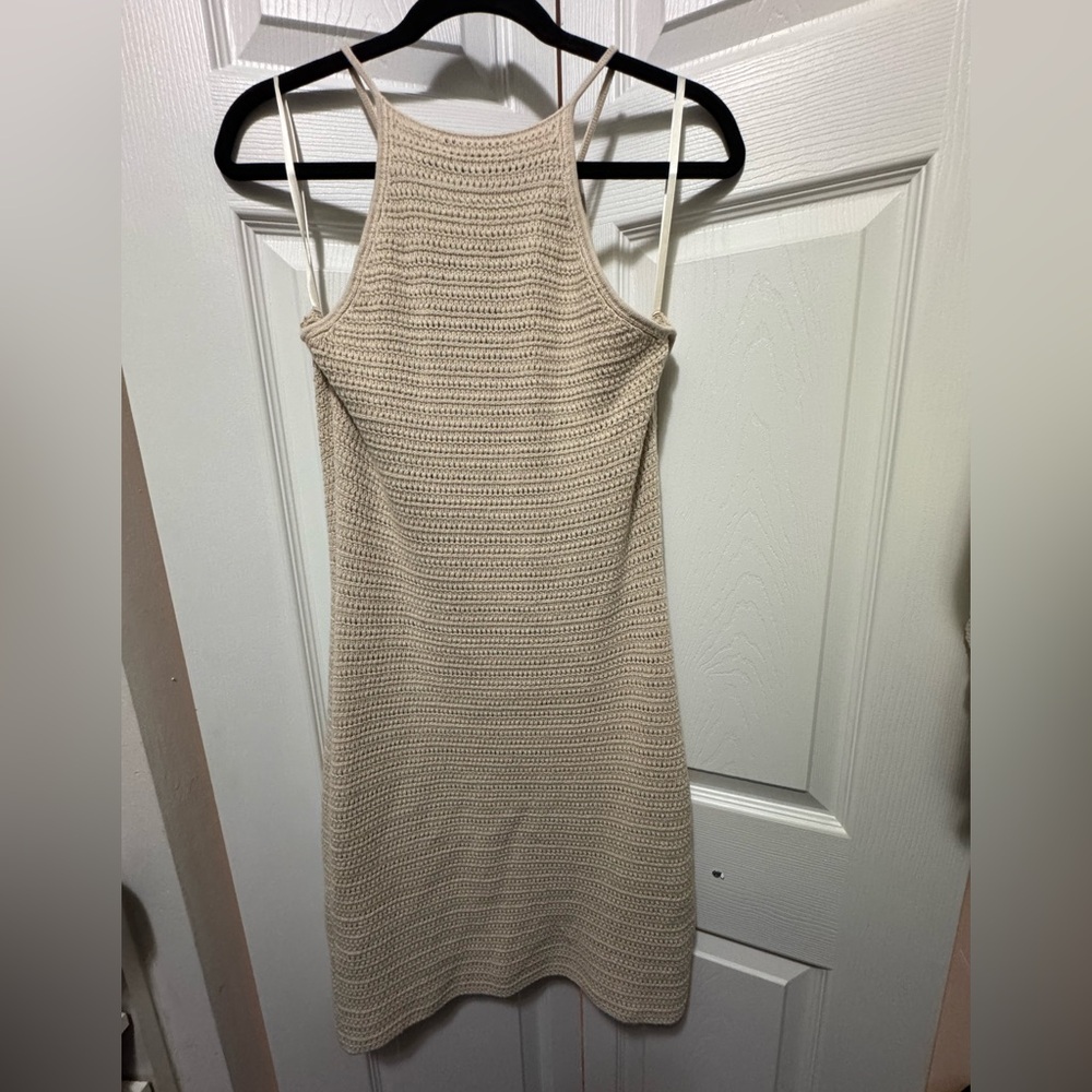 Beige Knit Sleeveless Dress Perfect for the Beach!